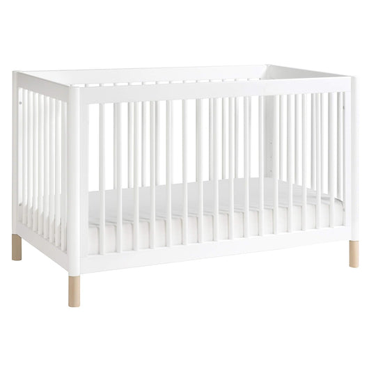 Babyletto Gelato 4-In-1 Convertible Crib with Toddler Bed Conversion in White and Washed Natural, Greenguard Gold Certified