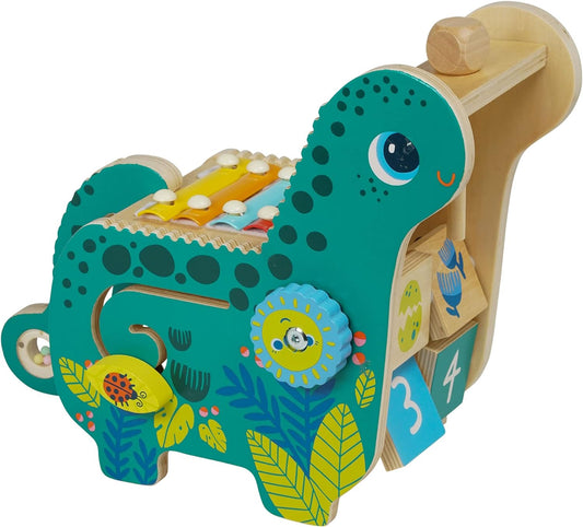 Manhattan Toy Wooden Dinosaur Toddler and Preschool Musical Instrument and Activity Toy with Xylophone, Sawtooth Ridges and Solo Mallet