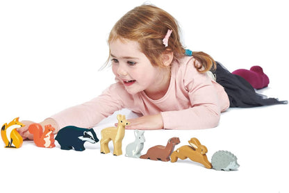 Tender Leaf Toys Woodland Animals – 8 Wooden Forest Animals with a Display Shelf -Classic Toy for Pretend Play – Develops Social, Creative & Imaginative Skills – Learning Role Play – Ages 3+ Years