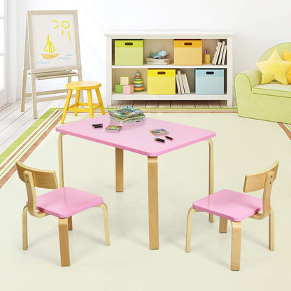 Costzon Kids Table and Chair Set, Wood Table and Chairs for Toddlers Reading, Arts, Crafts, Homework, Snack Time, 3 Piece Furniture for Playroom Home School Classroom, Childrens Table and Chair, Green