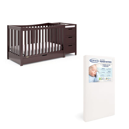 Graco Remi 4-In-1 Convertible Crib & Changer with Drawer (White) – GREENGUARD Gold Certified, Crib and Changing-Table Combo, Includes Changing Pad, Converts to Toddler Bed, Full-Size Bed