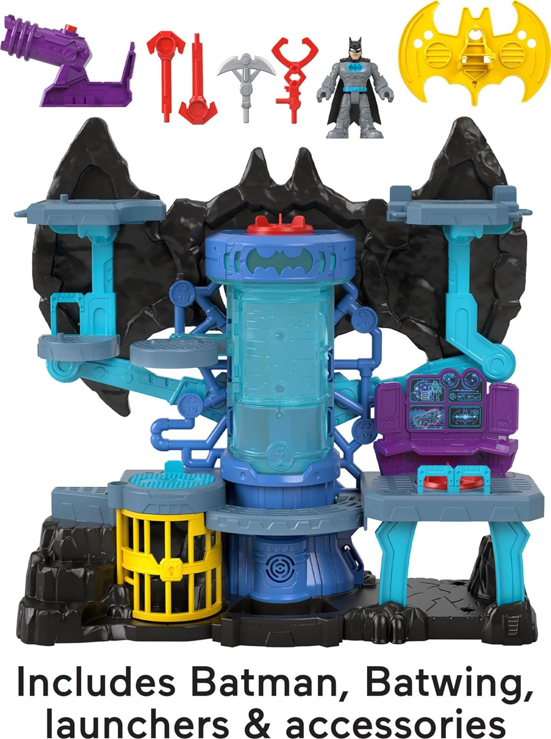 Fisher-Price Imaginext DC Super Friends Batman Toy Bat-Tech Batcave Playset with Lights & Sounds for Pretend Play Kids Ages 3+ Years​