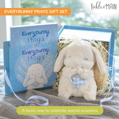 Tickle & Main Everybunny Prays the Praying Musical Bunny, Ideal Baptism & Holiday Gifts for Boys, Babies & Toddlers on Christmas & Thanksgiving (Blue, 7 In)