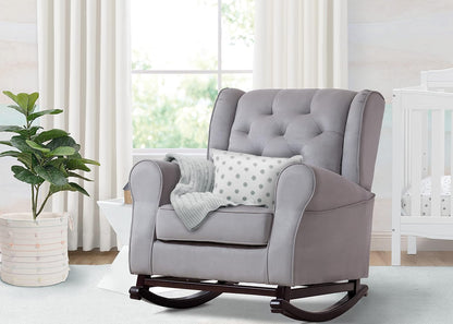 Delta Children Emma Upholstered Rocking Chair,Wood, Dove Grey