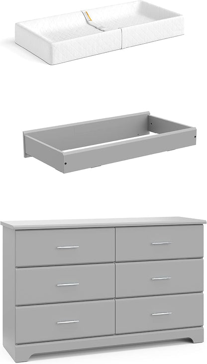 Storkcraft Brookside 6 Drawer Chest with Changing Topper and Change Pad - Gray