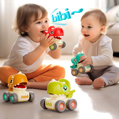 Iplay, Ilearn Dinosaur Car Toys for Toddlers 1-3, Baby Dino Press Go Whistle Cars, Infant Racing Vehicle Set, Push Go Friction Car for 6 9 12 18 Months, 1St Birthday Gift for 1 2 Years Old Boys Girls