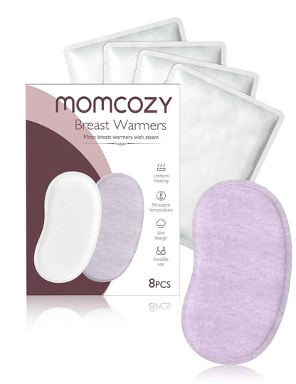 Momcozy Instant Heat Breast Warmers - Easy Release for Soothing Warmth - Lasting Heat Relief for Breastfeeding Challenges, Individually Packaged, Improve Milk Flow, 8 Pcs