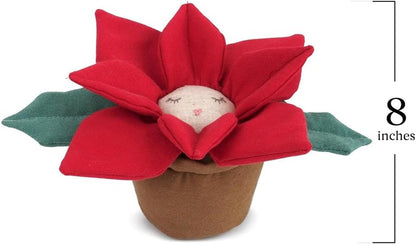 MON AMI Pretty Red Poinsettia Pot Plush Décor – 8”, Stuffed Plants Plushie, Nursery Room & Toy Room Décor, for Kids of All Ages