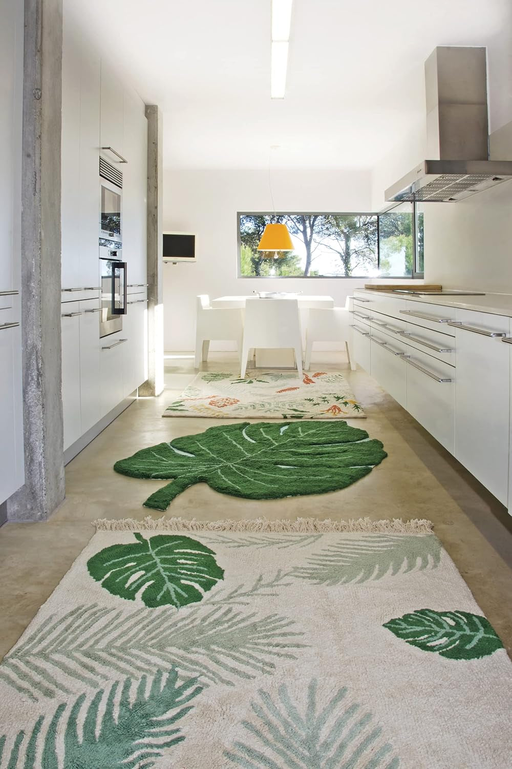 Lorena Canals Washable Rug Monstera Leaf - Green - Pile: 97 % Cotton, 3 % Other Fibre|Base: Reycled Cotton - 4' X 5' 11''