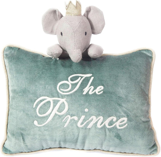 Mon Ami Prince Elephant Decorative Pillow – 11X10”, Blue Throw Pillow, Plush & Decorative Accessory Cushion for Child’S Nursery, Bed or Couch