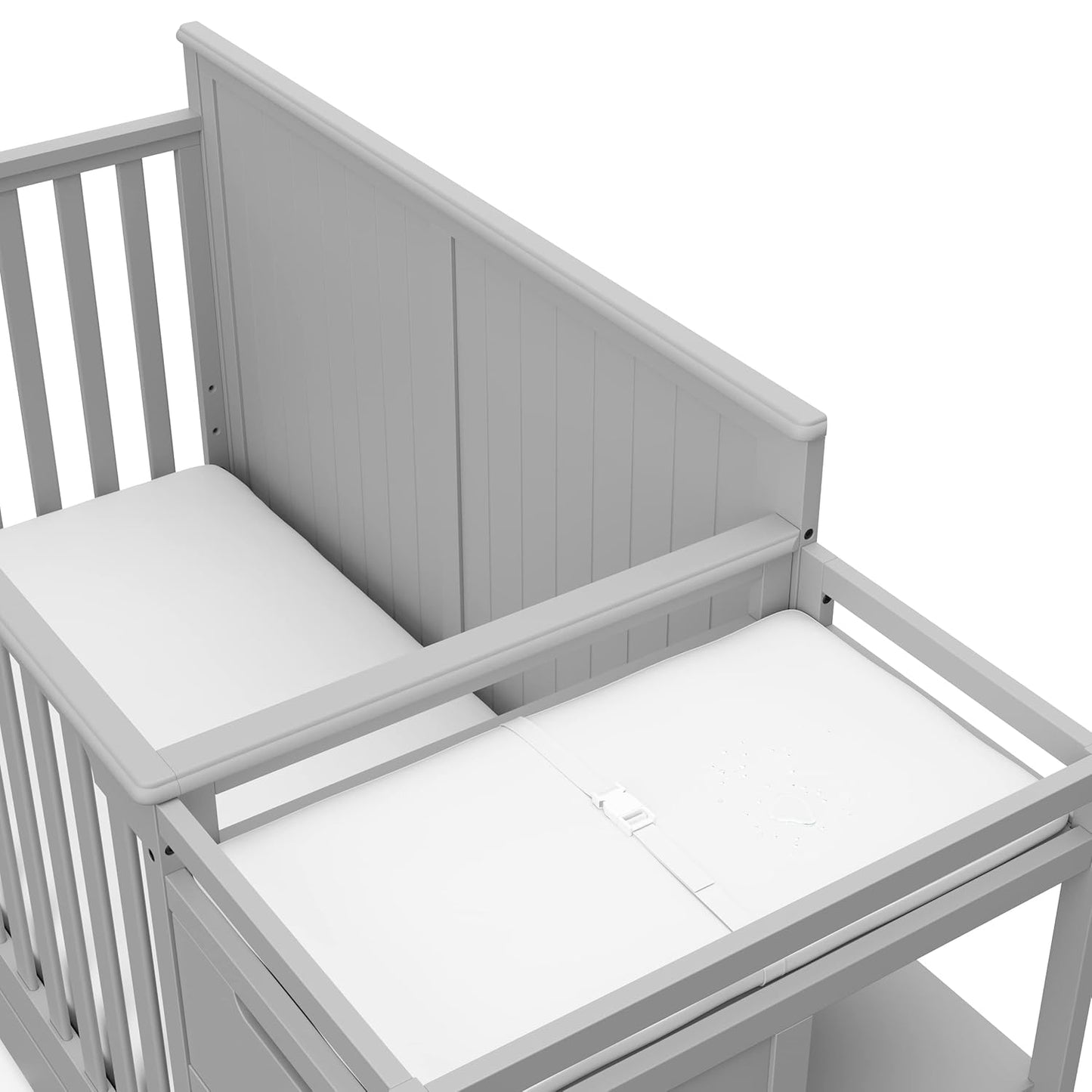 Graco Hadley 5-In-1 Convertible Crib and Changer with Drawer (Pebble Gray) – Crib and Changing-Table Combo with Drawer, Includes Changing Pad, Converts to Toddler Bed, Daybed and Full-Size Bed