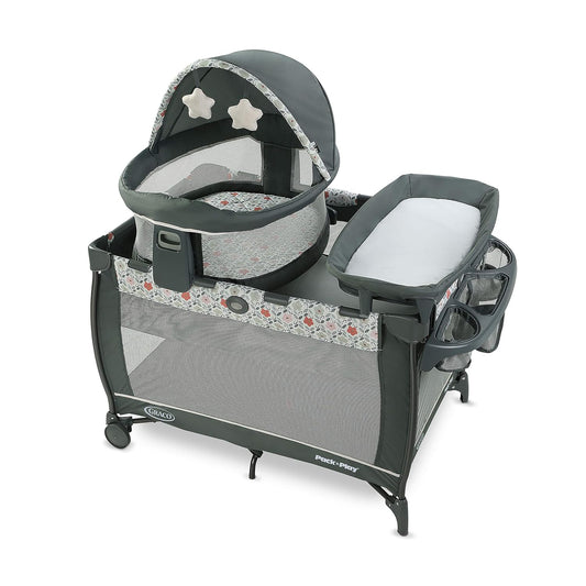 Graco Pack N Play Travel Dome LX Playard | Includes Portable Bassinet, Full-Size Infant Bassinet, and Diaper Changer, Annie