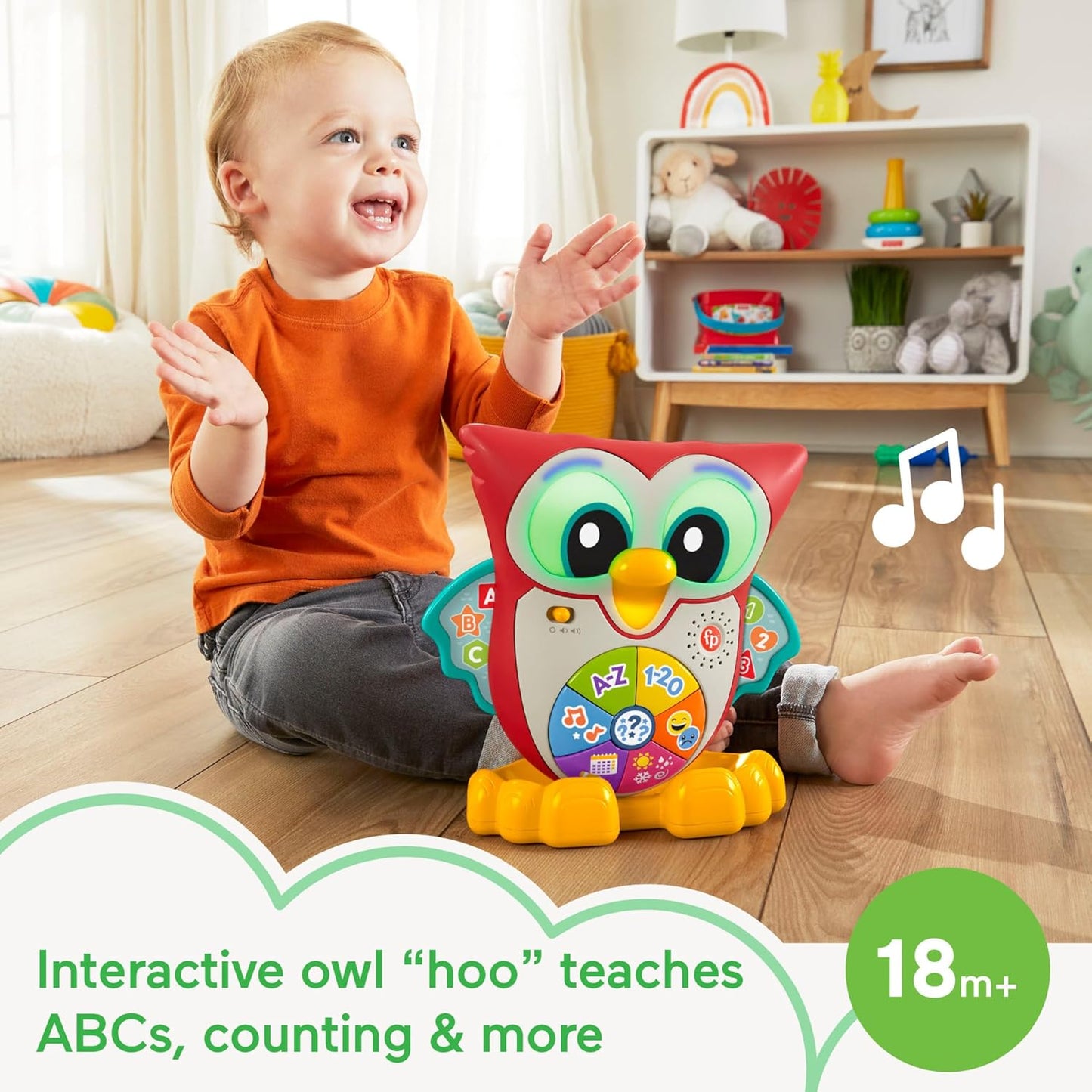 Fisher-Price Toddler Learning Toy Linkimals Light-Up & Learn Owl for Ages 18+ Months, Compatible Only with Linkimals Items