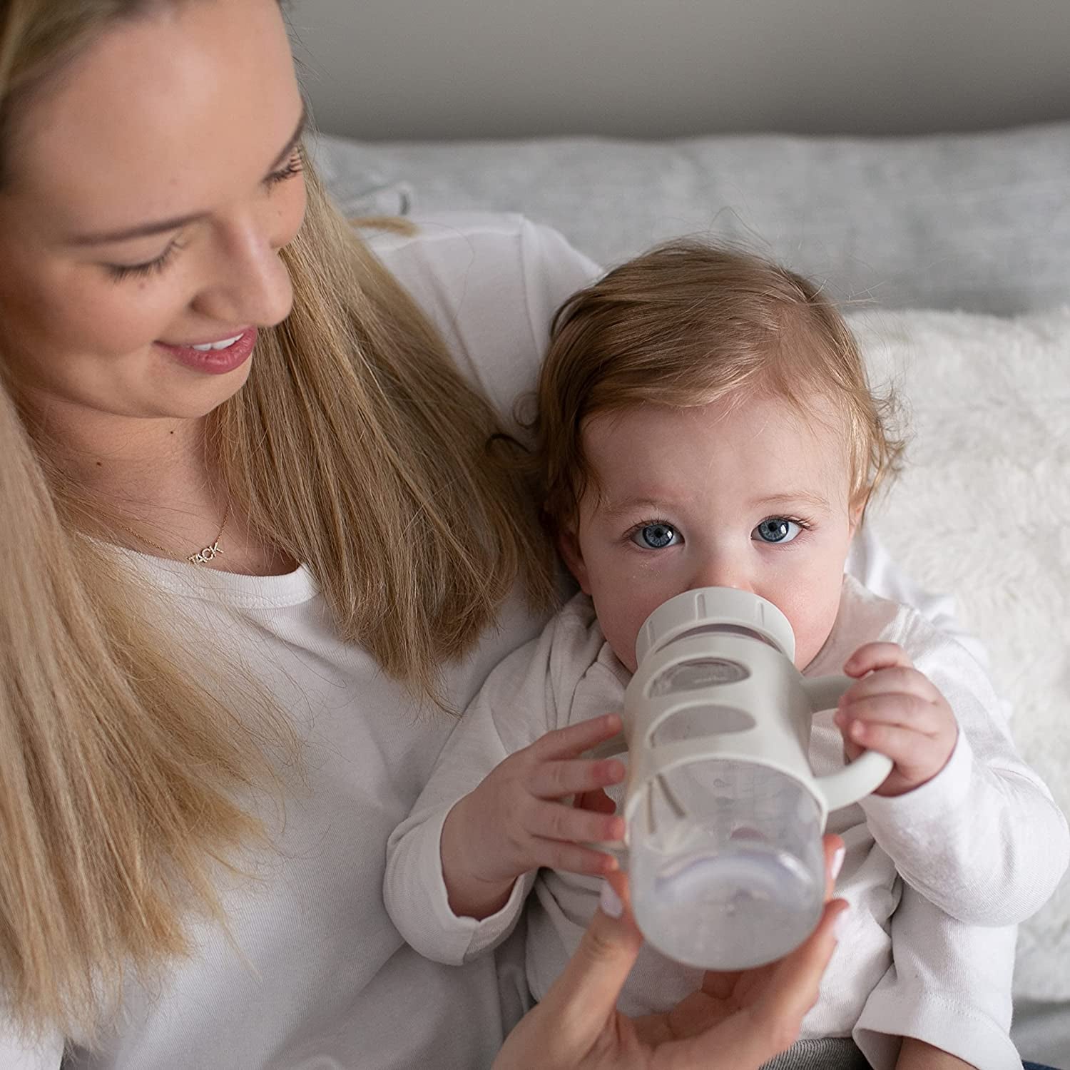 Dr. Brown'S Milestones Wide-Neck Sippy Spout Bottle with 100% Silicone Handles, Easy-Grip Handles with Soft Sippy Spout, 9Oz/270Ml, Green & Gray, 2-Pack, 6M+