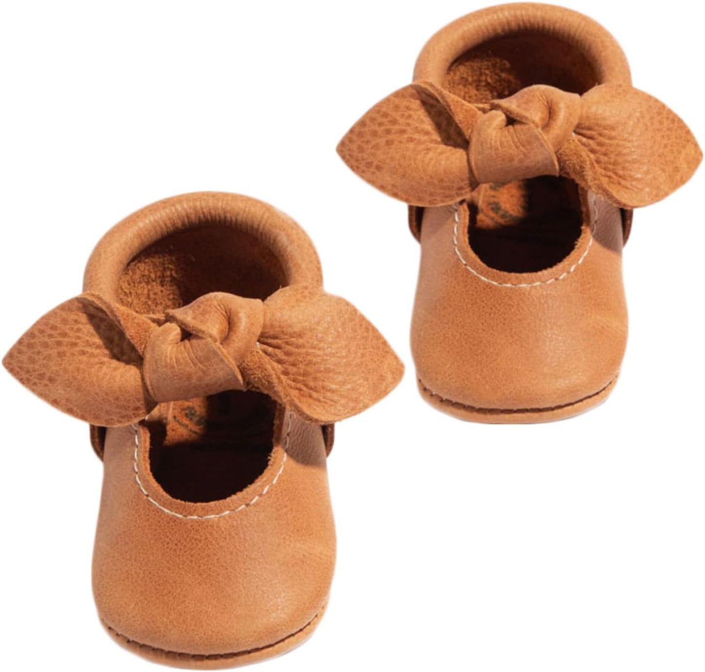 Freshly Picked Knotted Bow Baby Girl Shoes Soft Sole or Hard Sole, Premium Leather Baby Shoes Handmade in Utah, Infant to Toddler Sizes