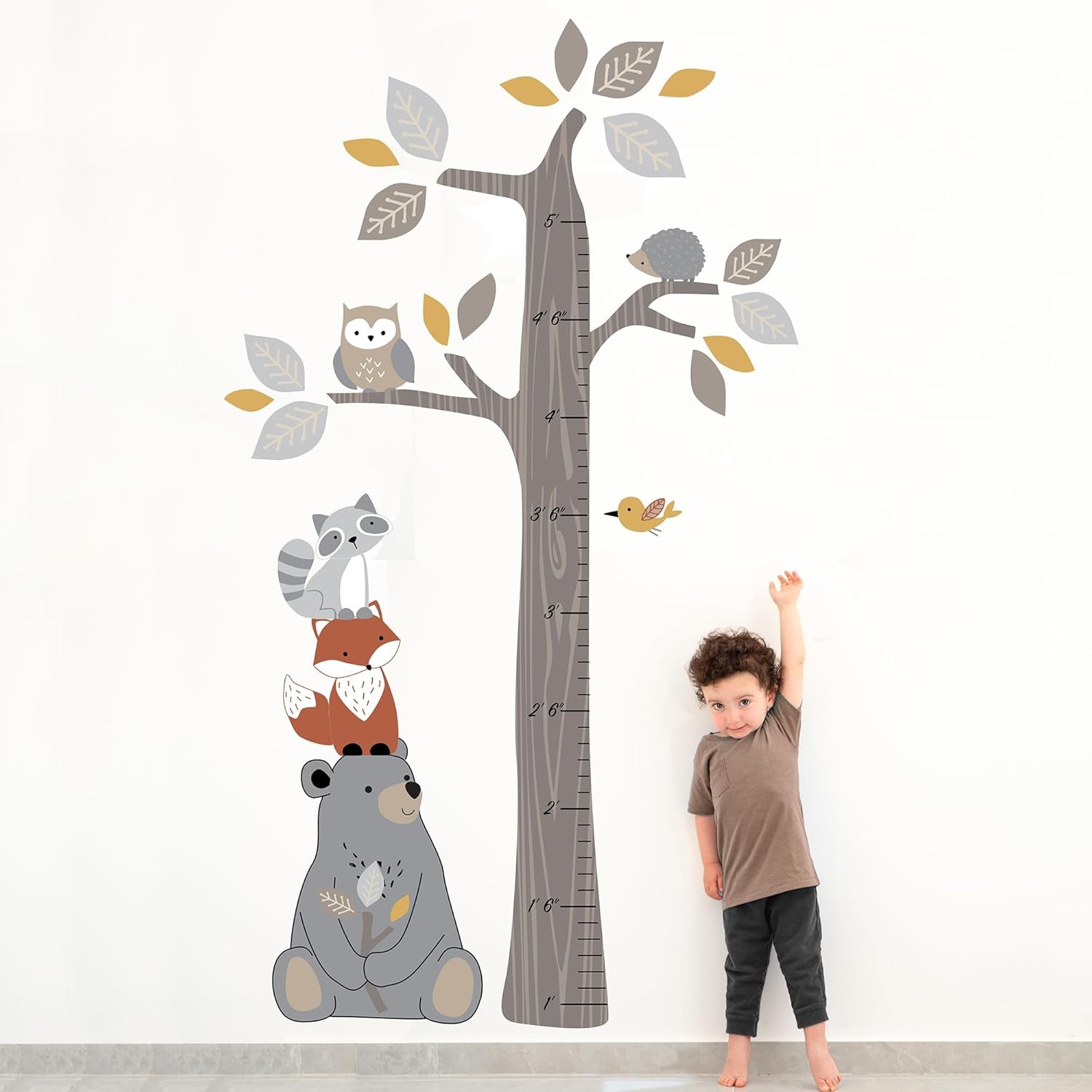 Lambs & Ivy Woodland Forest Tree with Animals Kids Growth Chart Wall Decals