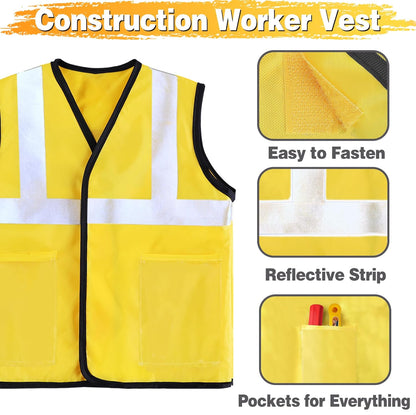 Iplay, Ilearn Construction Worker Costumes for Boys, Toddler Dress up Clothes, Kid Builder Career Outfit, Tool Belt Vest Hat, Pretend Role Play Toy Set, Halloween Birthday Gift 3 4 5 6 Years Old Child