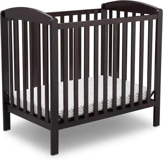 Delta Children Emery Mini Convertible Baby Crib with 2.75-Inch Mattress, Dark Chocolate