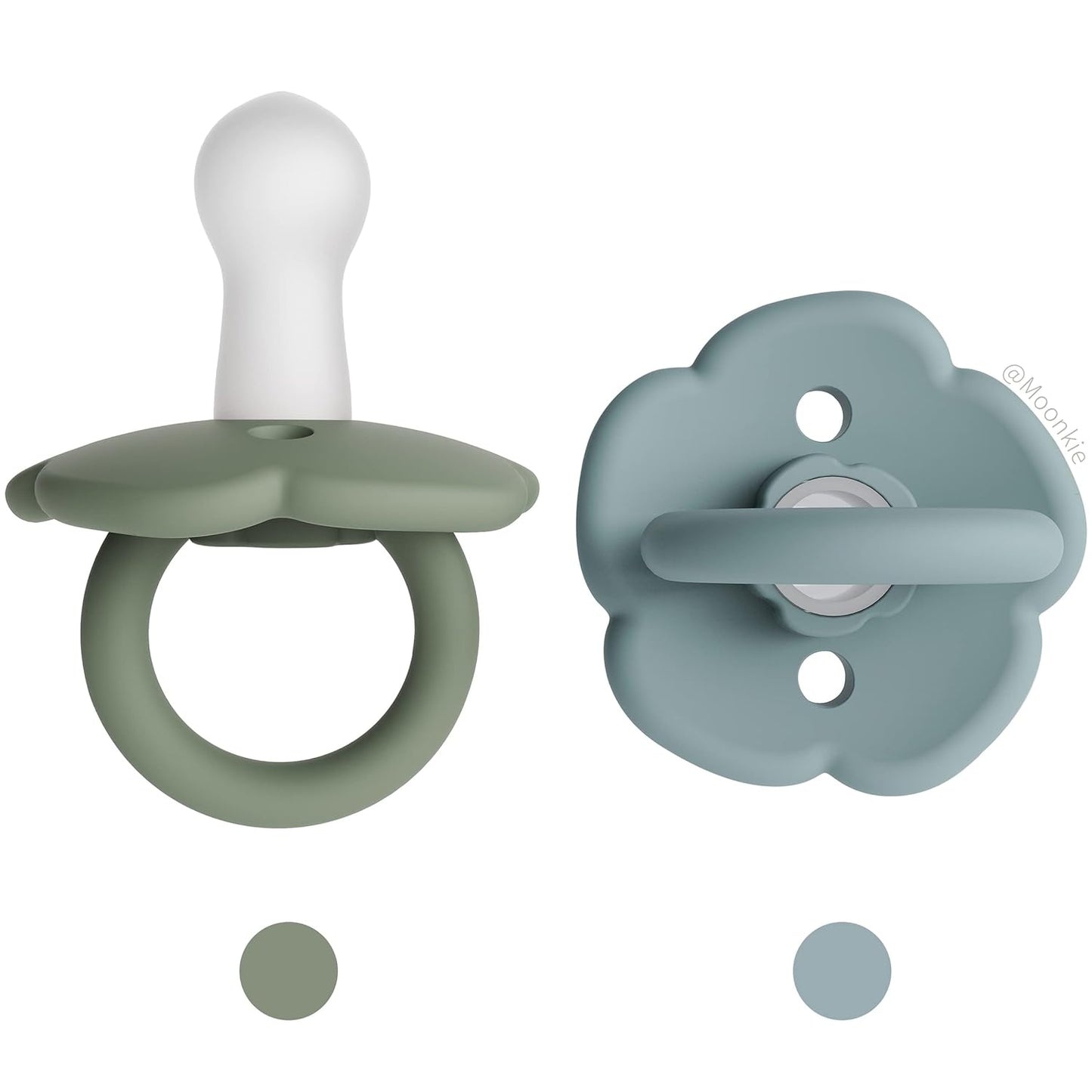 Moonkie Pacifiers Set of 2 | One-Piece Design Baby Pacifier with Large Air Holes | Bpa-Free Safe Silicone Soother | 6 Months Up