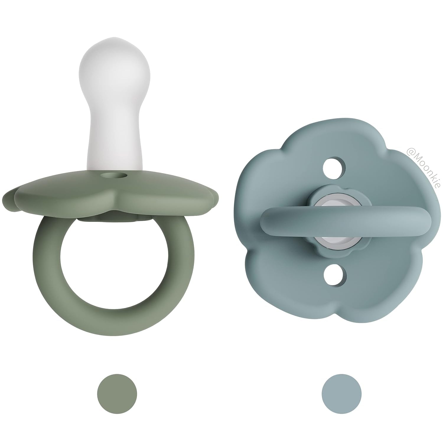 Moonkie Pacifiers Set of 2 | One-Piece Design Baby Pacifier with Large Air Holes | Bpa-Free Safe Silicone Soother | 6 Months Up