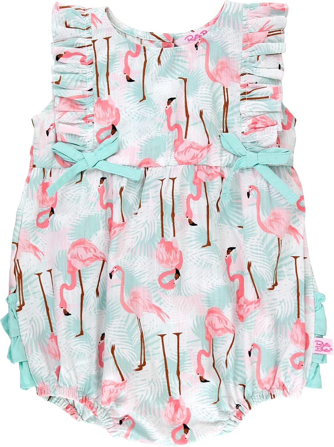 Rufflebutts Vibrant Flamingo Classic Ruffle Romper - 6-12M