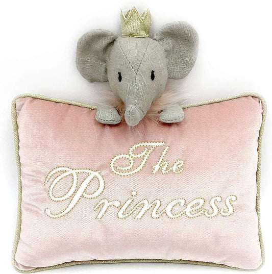 Mon Ami Princess Elephant Decorative Pillow – 11X10”, Pink Throw Pillow, Plush & Decorative Accessory Cushion for Child’S Nursery, Bed or Couch