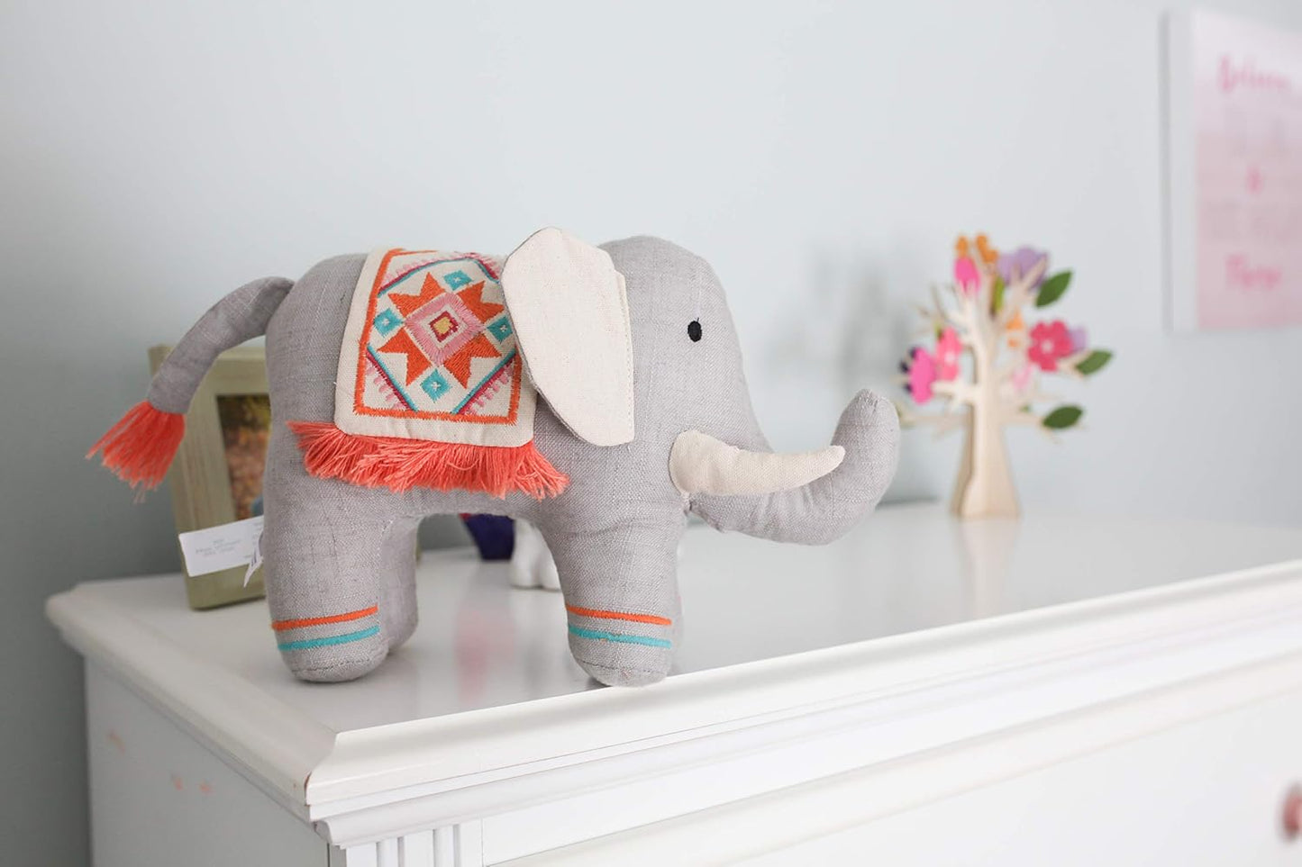 Mon Ami Plush Indian Stuffed Elephant – 11”, Draped with an Ornate Tribal Blanket, Plush Toy for Nursery/Home Décor, Fun Stuffed Toy for Boys & Girls