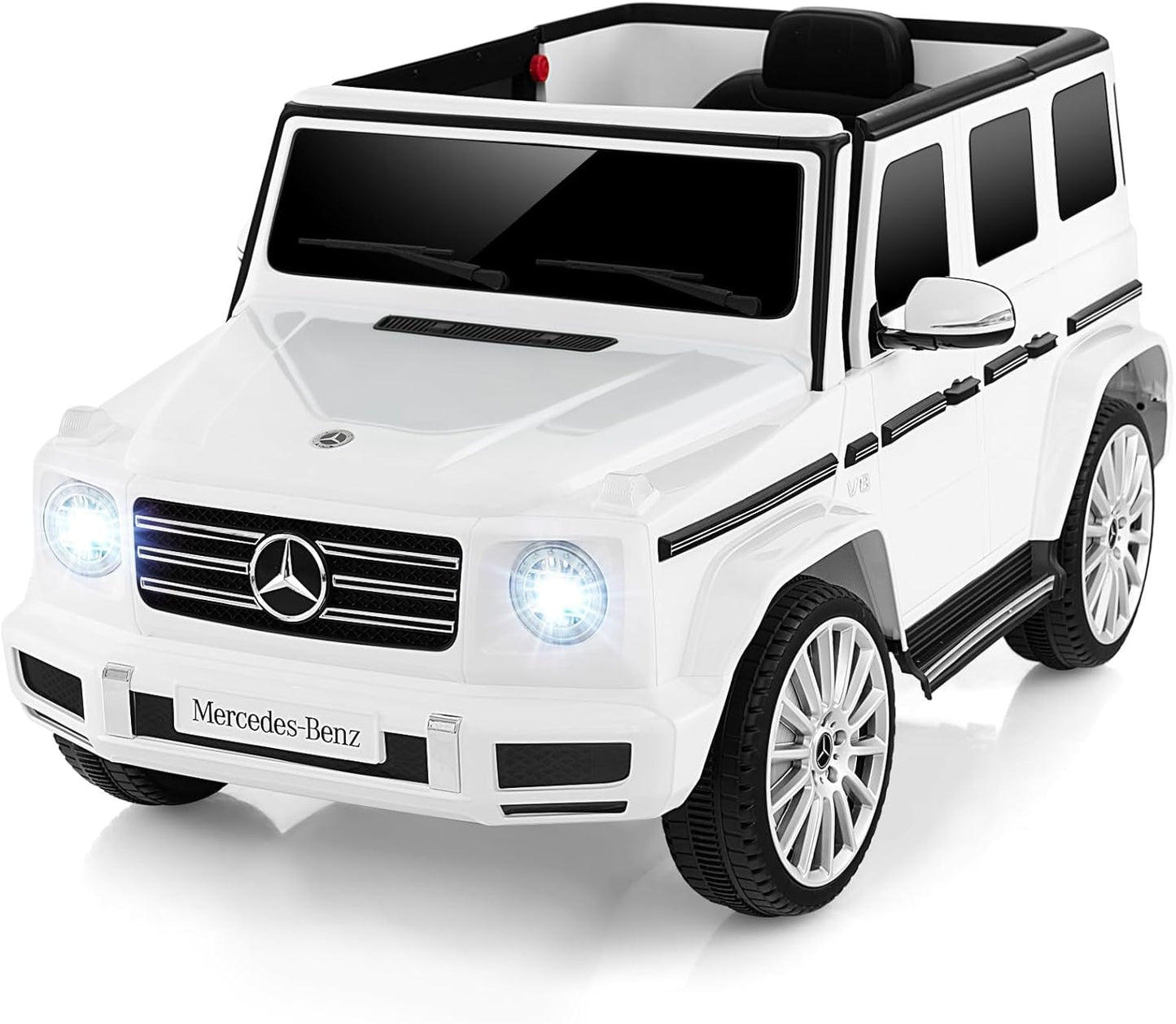 Costzon Ride on Car, Mercedes-Benz G500 Licensed Truck W/Rocking Mode, 3 Speeds, Remote, Horn, Music & LED Lights, Spring Suspension, 12V Battery Powered 4WD G Wagon Electric Vehicle for Kids (Black)