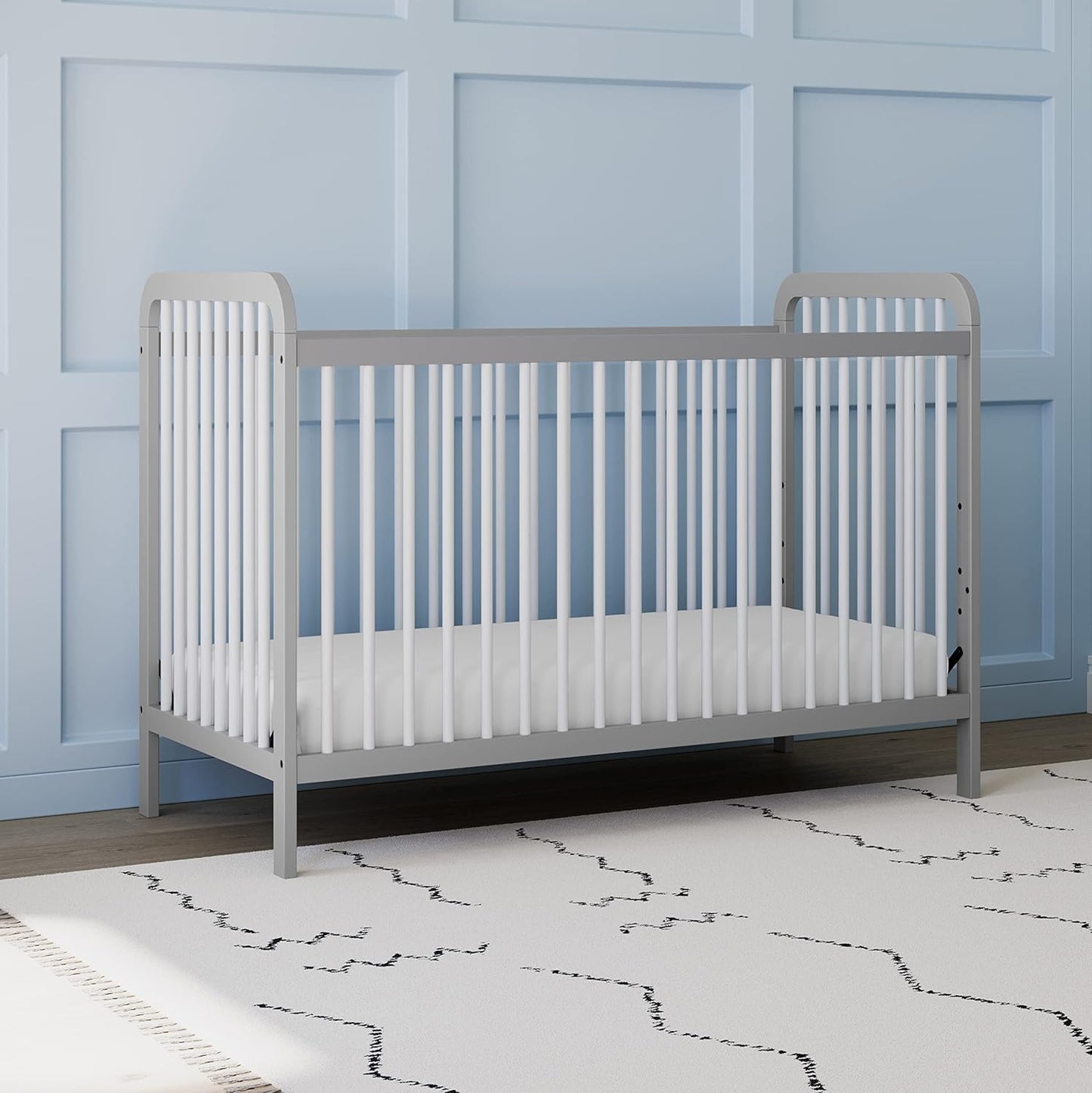 Storkcraft Pasadena 3-In-1 Convertible Crib (Pebble Gray/White) – GREENGUARD Gold Certified, Converts to Daybed and Toddler Bed, Fits Standard Full-Size Crib Mattress, Adjustable Mattress Height