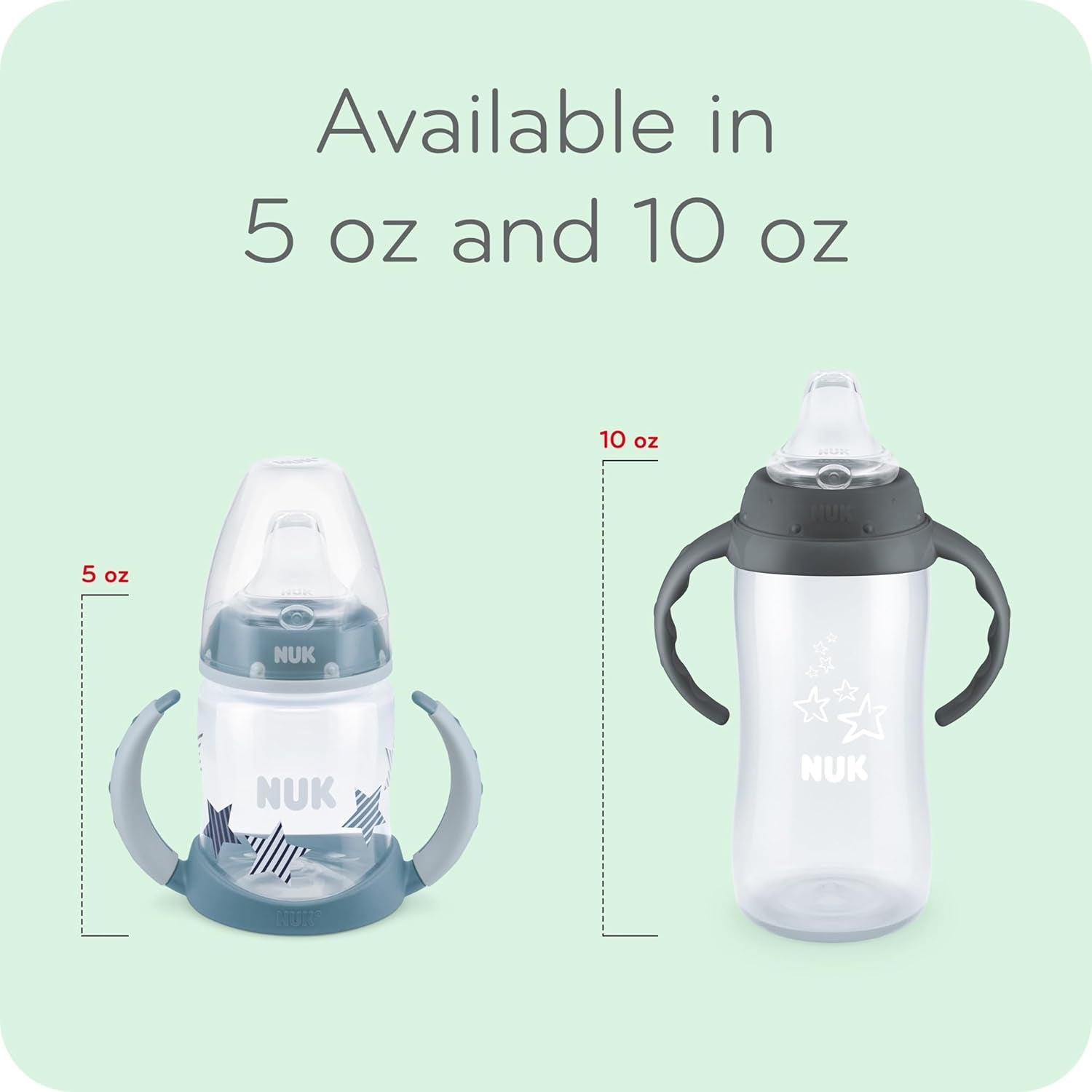 NUK Learner Cup, 10 Oz, 8+ Months, 2 Count – BPA Free, Spill Proof Sippy Cup