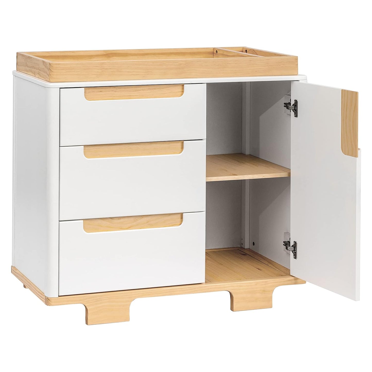 Babyletto Yuzu 3-Drawer Dresser in White and Natural, Greenguard Gold Certified