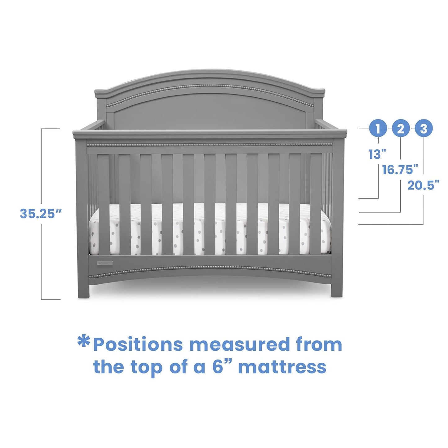 Delta Children Simmons Kids Slumbertime Emma 4-In-1 Convertible Baby Crib N More - Greenguard Gold Certified, Bianca White