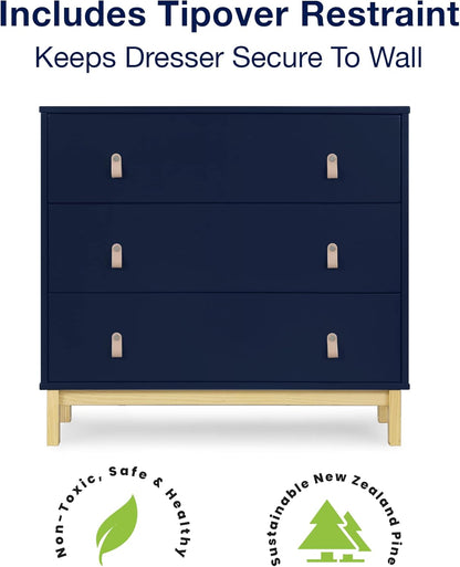 GAP Babygap Legacy 3 Drawer Dresser with Leather Pulls, Navy/Natural