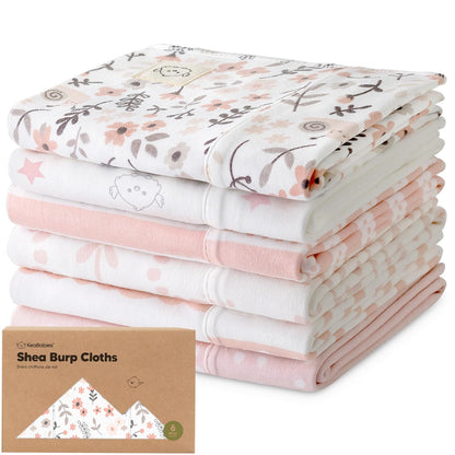 Organic Burp Cloths Baby Girl, Boy - 6-Pack Large Baby Burp Cloths, Super Absorbent Burping Cloths for Babies, Soft & Plush Cotton Burp Cloth, Spit up Burp Rags, Newborn Burp Clothes (Wilderness)