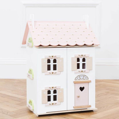 Le Toy Van – Rose Heart Wooden Doll House | Girls & Boys 3 Storey Wooden Dolls House Play Set - Suitable for Ages 3+