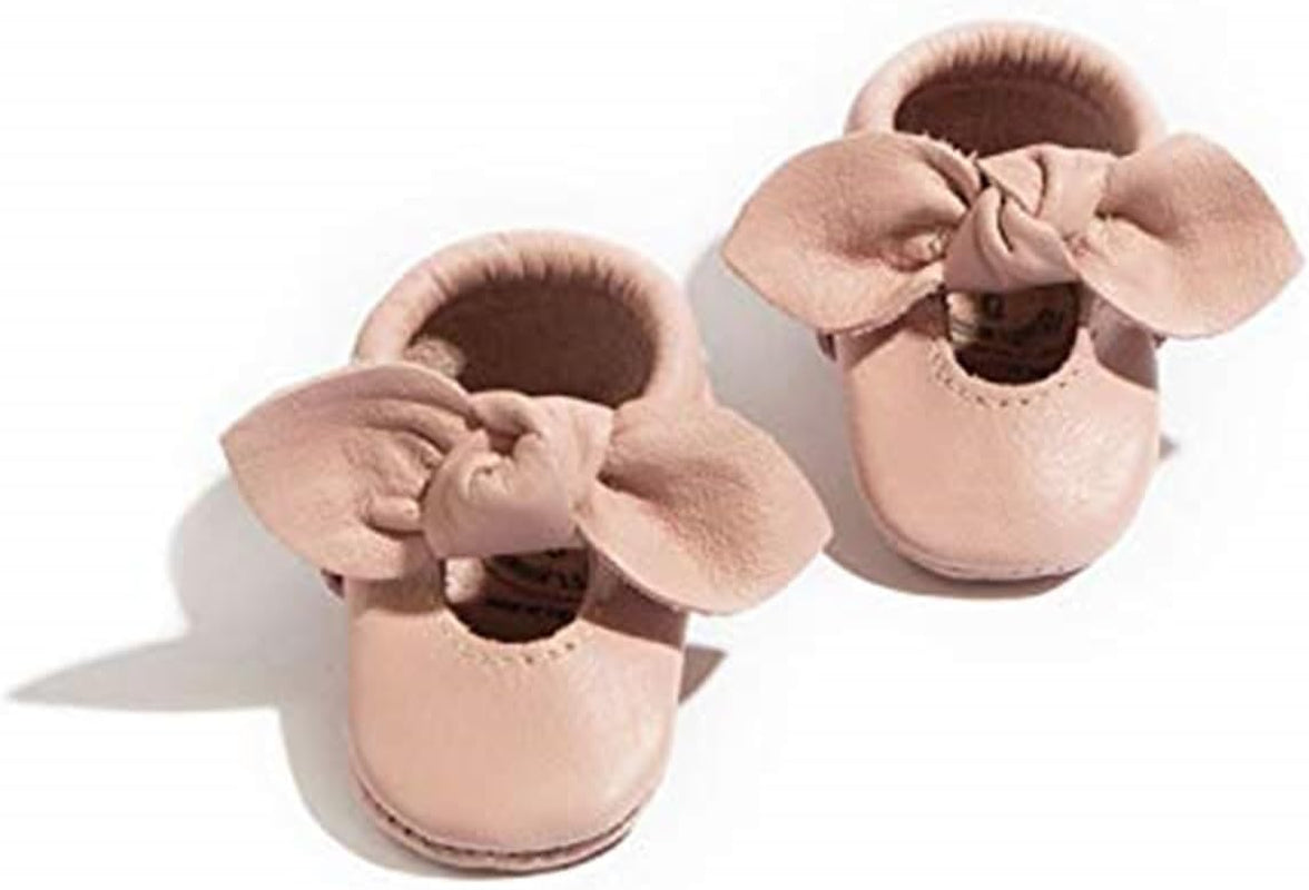 Freshly Picked Knotted Bow Baby Girl Shoes Soft Sole or Hard Sole, Premium Leather Baby Shoes Handmade in Utah, Infant to Toddler Sizes