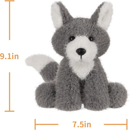 Apricot Lamb Curious Wolf Plush Stuffed Animals for Kids, Soft Cute Plush Toys for Baby Girl and Boy, Fluffy Curious Wolf Grey 7.5 Inches