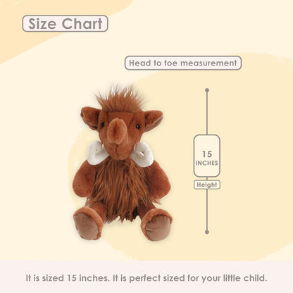 MON AMI Melvin the Mammoth Plush Stuffed Animal – 15”, Use as Toy/Nursery Décor, Pre-Historic Animals, for Kids of All Ages