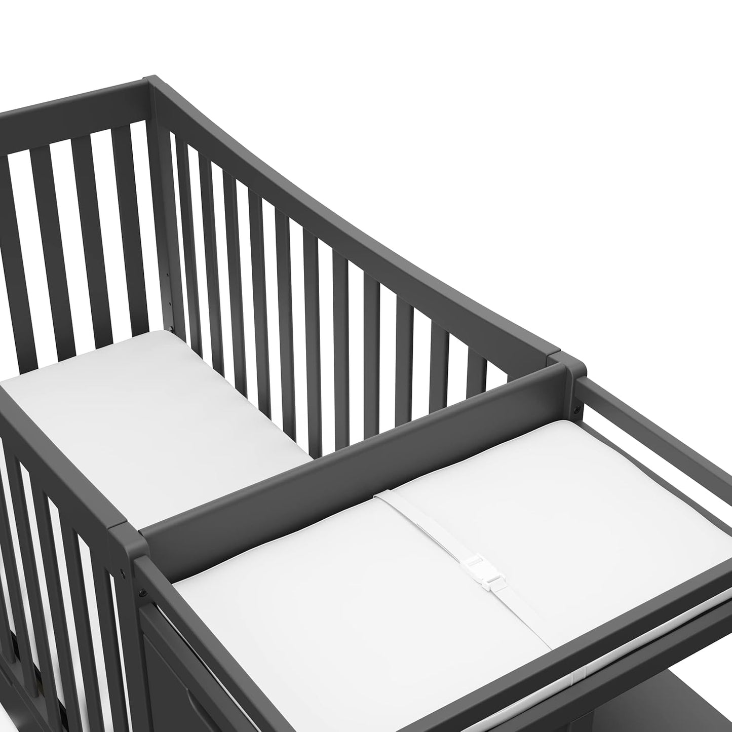 Graco Remi 4-In-1 Convertible Crib & Changer with Drawer (Gray) – GREENGUARD Gold Certified, Crib and Changing -Table Combo, Includes Changing Pad, Converts to Toddler Bed, Daybed and Full-Size Bed