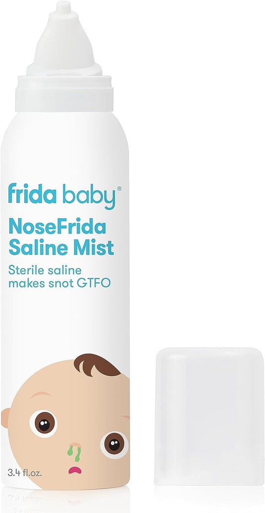 Frida Baby Nosefrida Saline Mist Spray, Baby Saline Nasal Spray for Allergy Relief to Soften Nasal Passages, Baby Saline Spray for Use before Nosefrida the Snotsucker, 3.4 Fl.Oz.