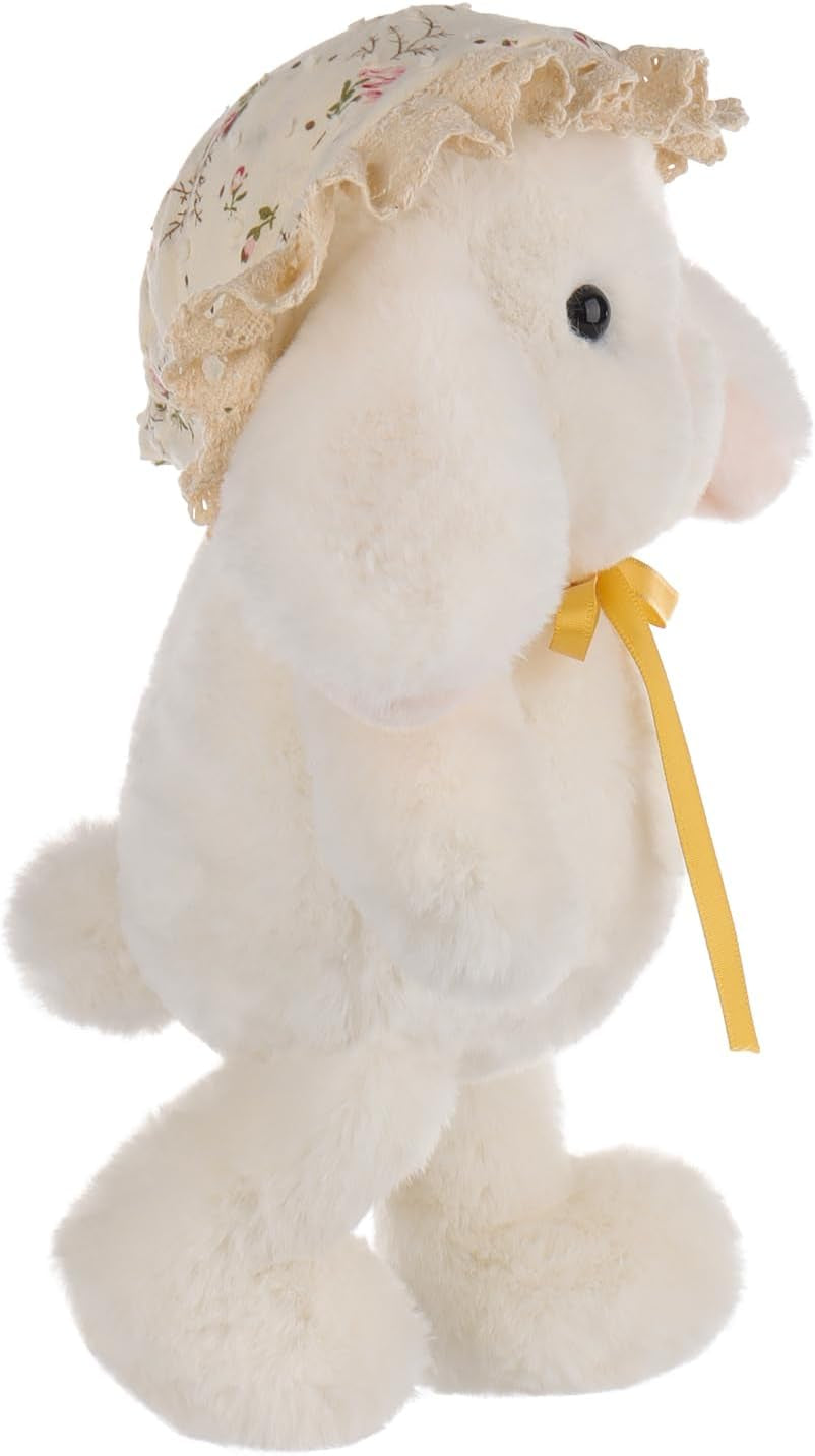 Apricot Lamb Picnic Lop-Eared Rabbit Plush Stuffed Animals for Kids, Soft Cute Rabbit Plush Toys for Baby Girl and Boy, Fluffy Picnic Lop-Eared Rabbit White 8.3 Inches