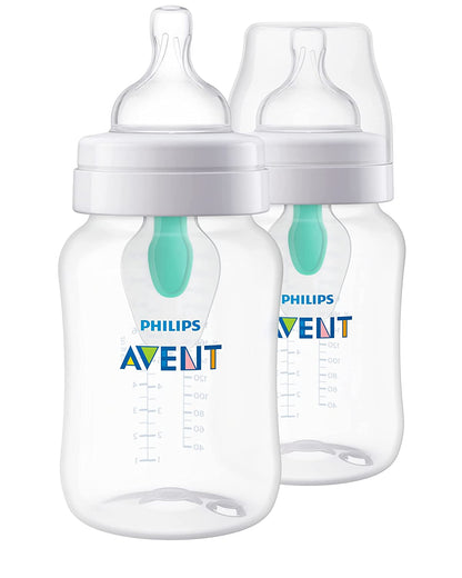 Philips Avent Anti-Colic Baby Bottle with Airfree Vent, 9Oz, 4Pk, Clear, SCY703/04