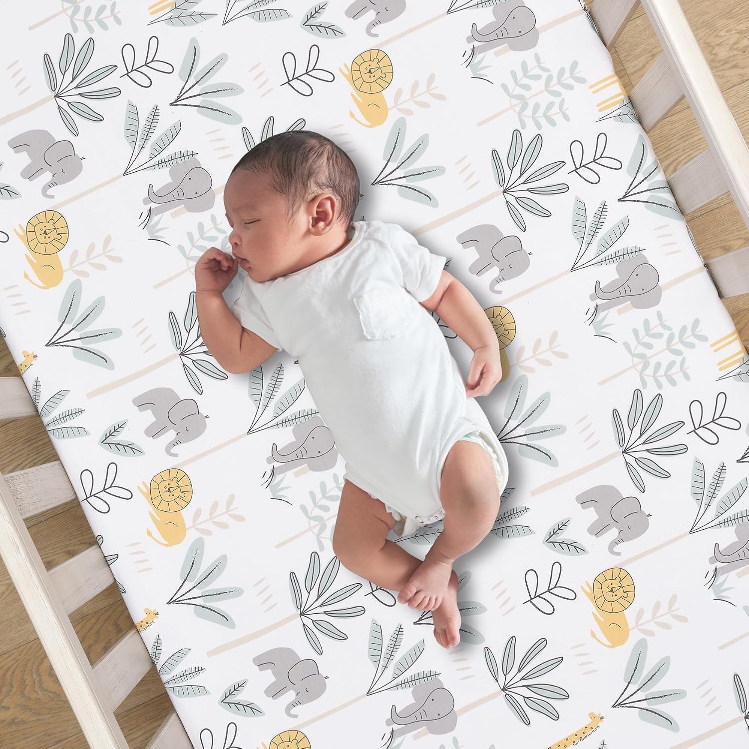 Lambs & Ivy Jungle Adventure Linen/Cotton 3-Piece Nursery Baby Crib Bedding Set