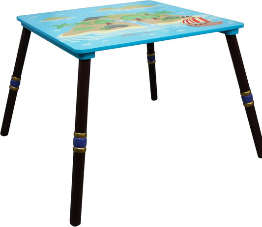 Fantasy Fields - Pirate Island Thematic Hand Crafted Kids Wooden Table | Imagination Inspiring Hand Crafted & Hand Painted Details | Non-Toxic, Lead Free Water-Based Paint