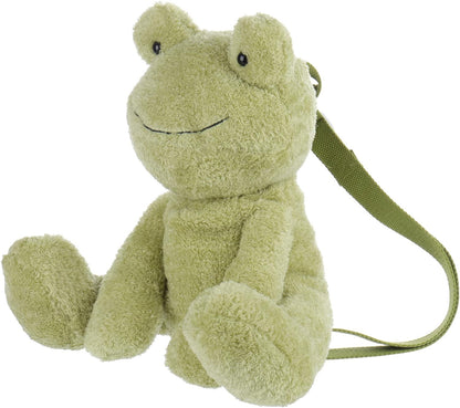 Apricot Lamb Amuseable Green Frog Plush Animal Shaped Backpack Purse, Kids & Adults Fashion Handbag, Toy Hand Bag （12 Inches）