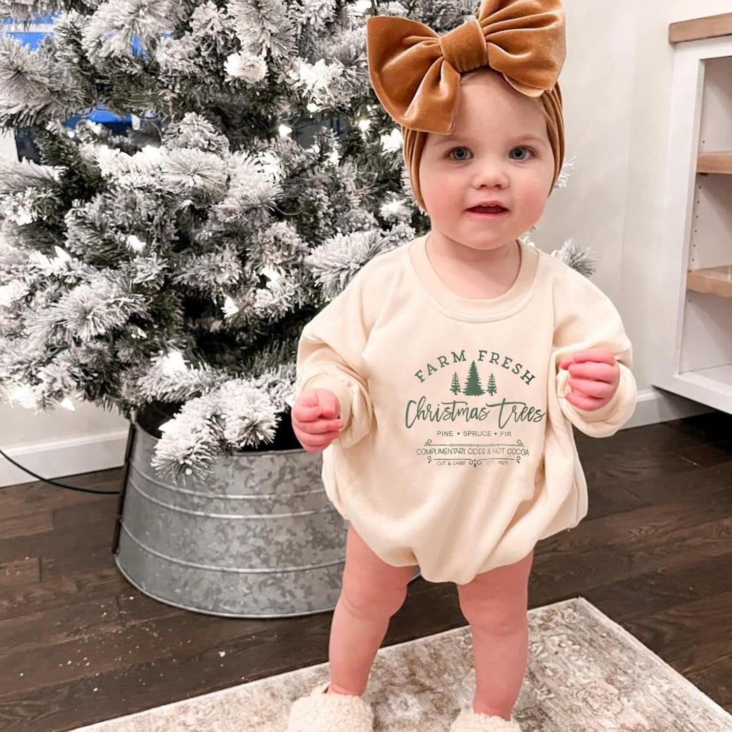 Baby Girl Boy Christmas Clothes Letter Print Sweatshirt Romper Infant Long Sleeve Bubble Romper Winter Outfit