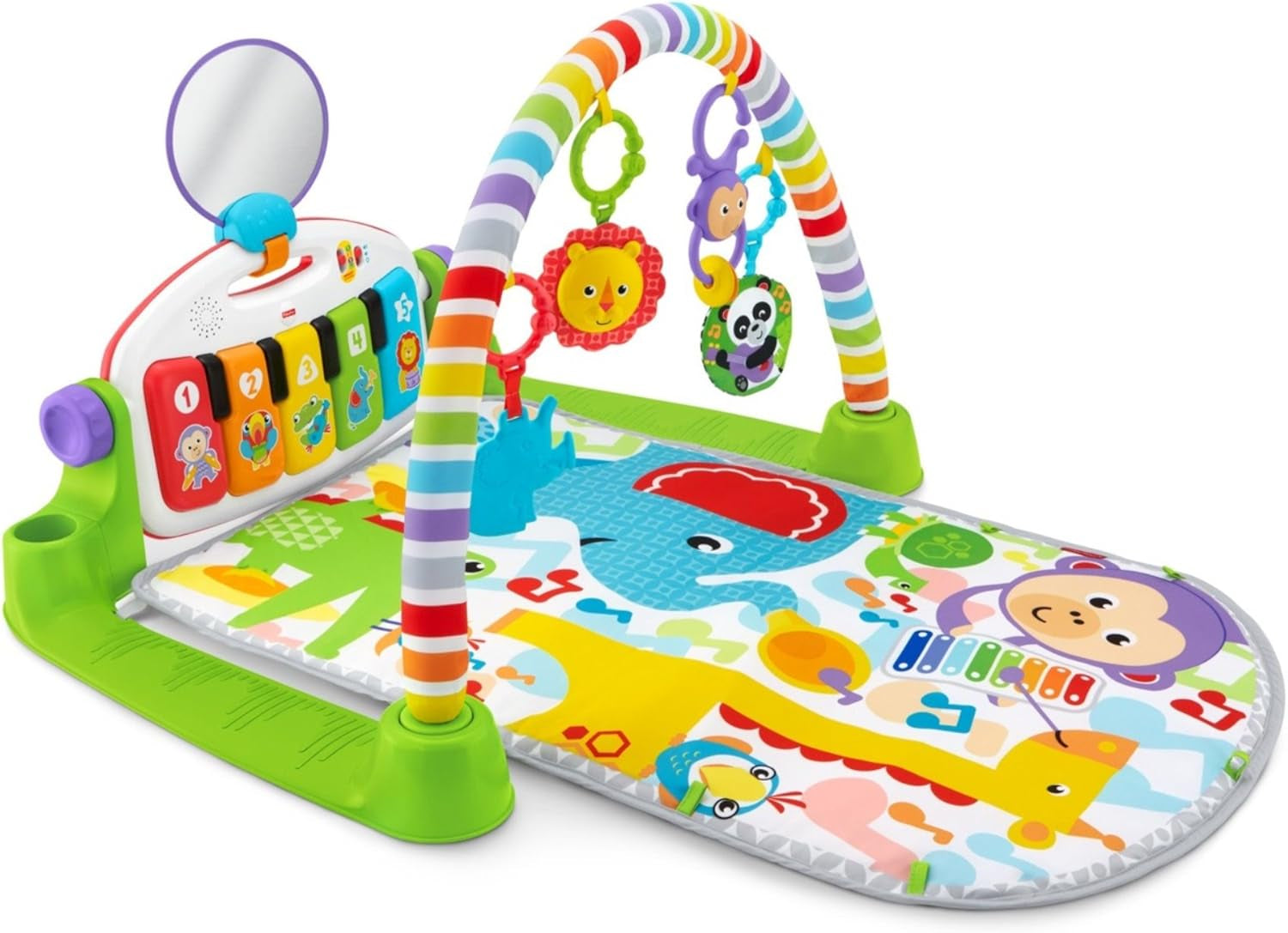 Fisher-Price Baby Playmat Deluxe Kick & Play Piano Gym, Green Musical Learning Toy with Developmental Activities for Newborns 0+ Months