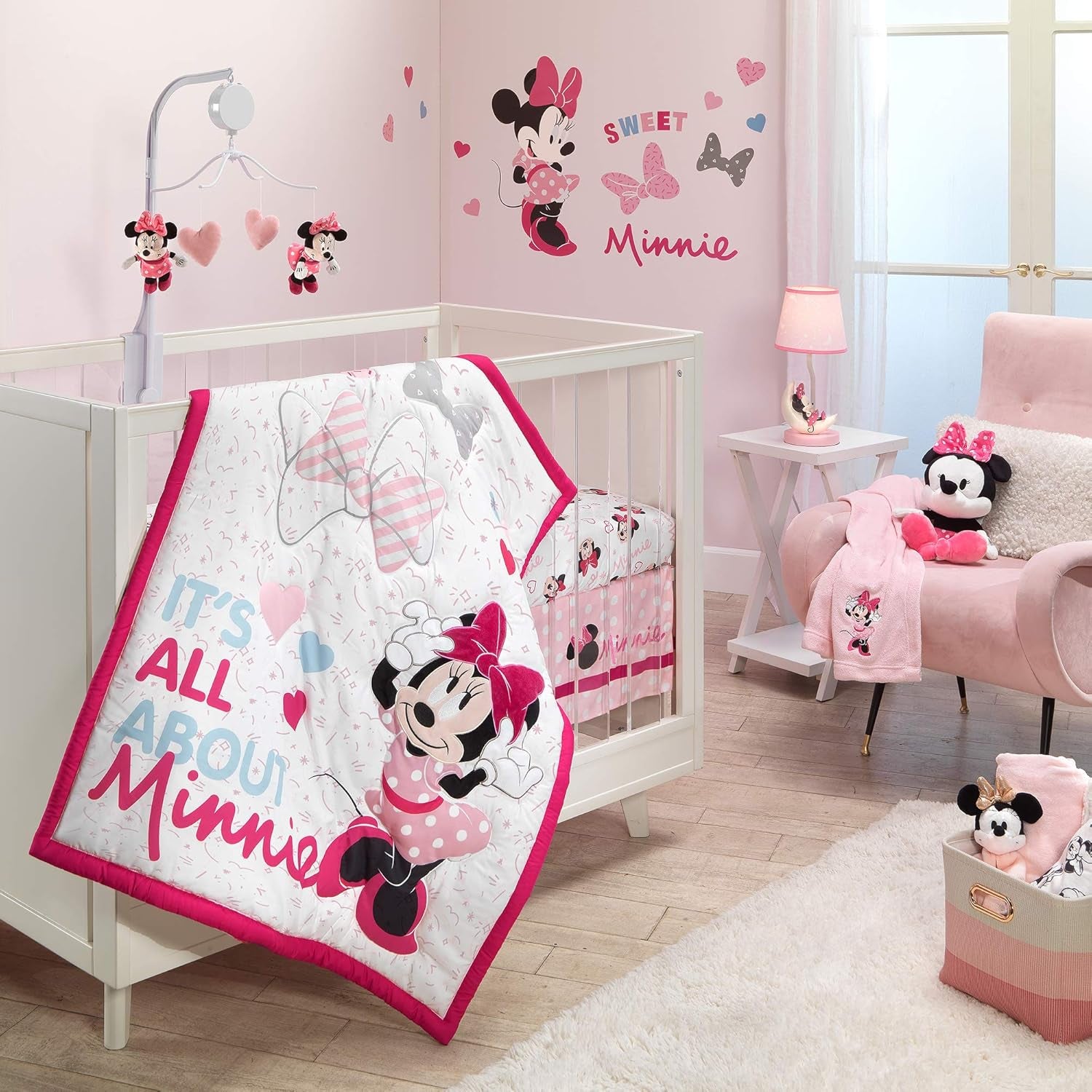 Lambs & Ivy Disney Baby Minnie Mouse Love Wall Decals/Stickers with Hearts/Bows