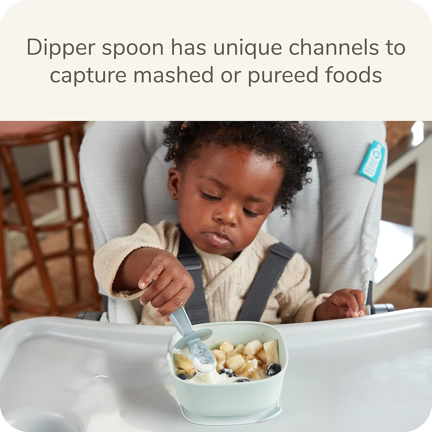 NUK for Nature Pretensil Dipper Spoon and Fork Set, Easy to Grip for Self-Feeding Development, Mess-Free Feeding, Top Rack Dishwasher-Safe, BPA & Latex-Free