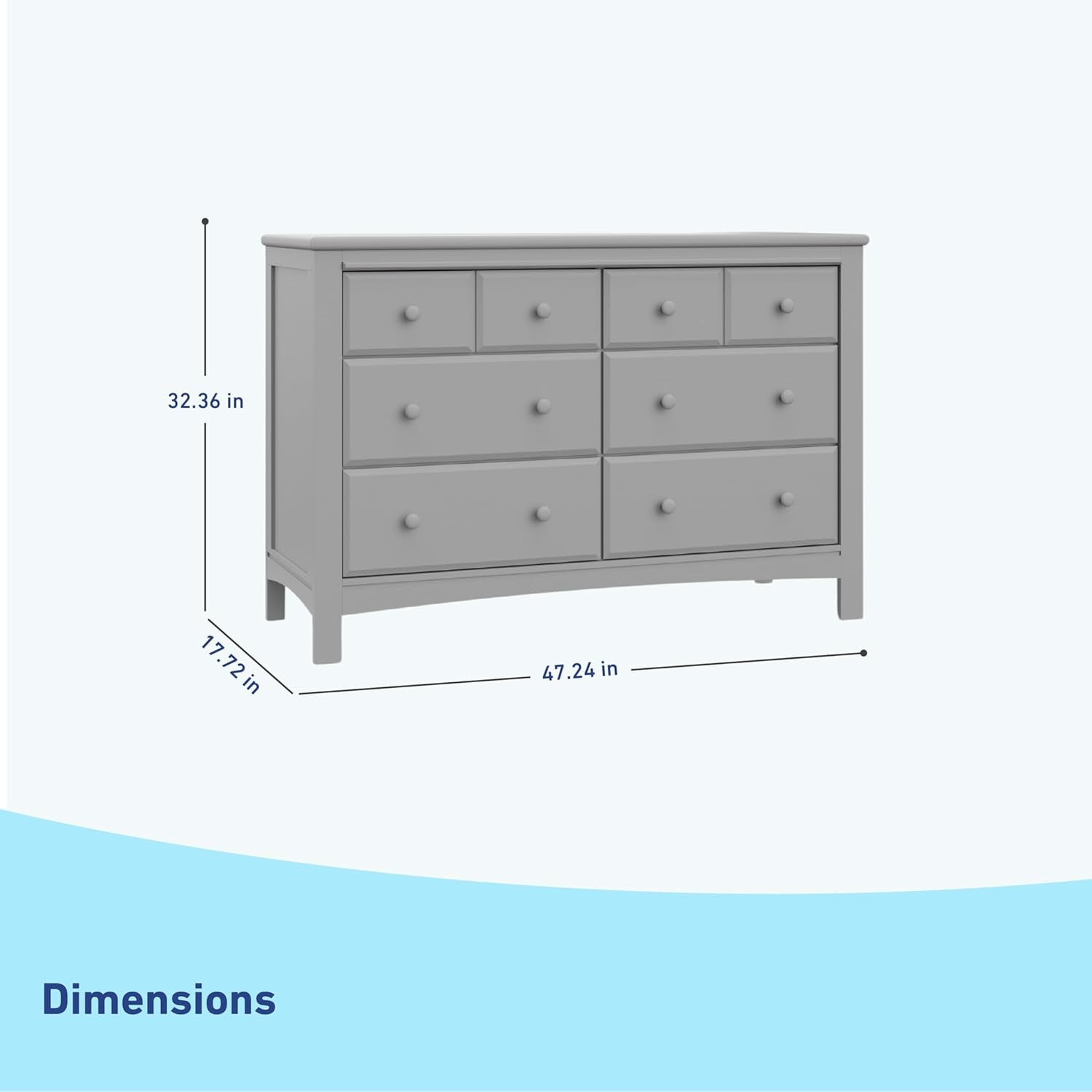 Graco Benton 6 Drawer Double Dresser (Pebble Gray) – Easy New Assembly Process, Universal Design, Durable Steel Hardware and Euro-Glide Drawers with Safety Stops, Coordinates with Any Nursery